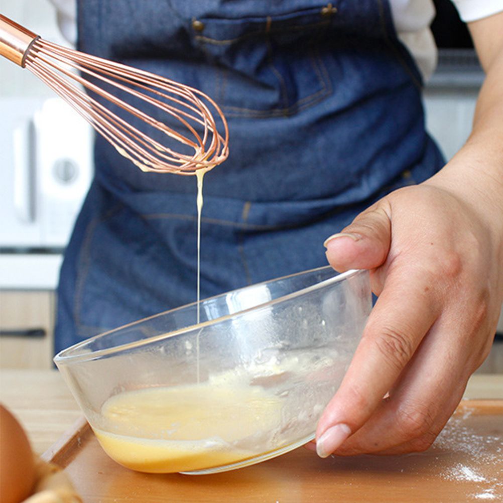 Wooden Handle Stainless Steel Whisk Egg Beater Rose Gold Mixing Cooking Tools Firm Durable Cream Frother Baking Utensils — image 2