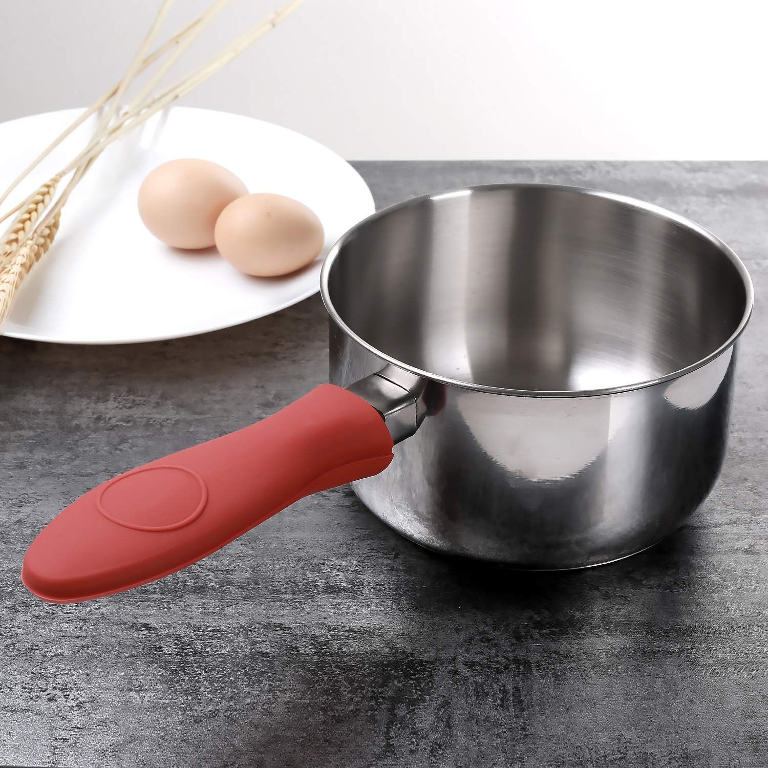 2 Packs Silicone Hot Handle Holder Kitchen Heat Resistant Fry Pan Milk Pot Sleeve Grip Handle Cover Potholder β image 2