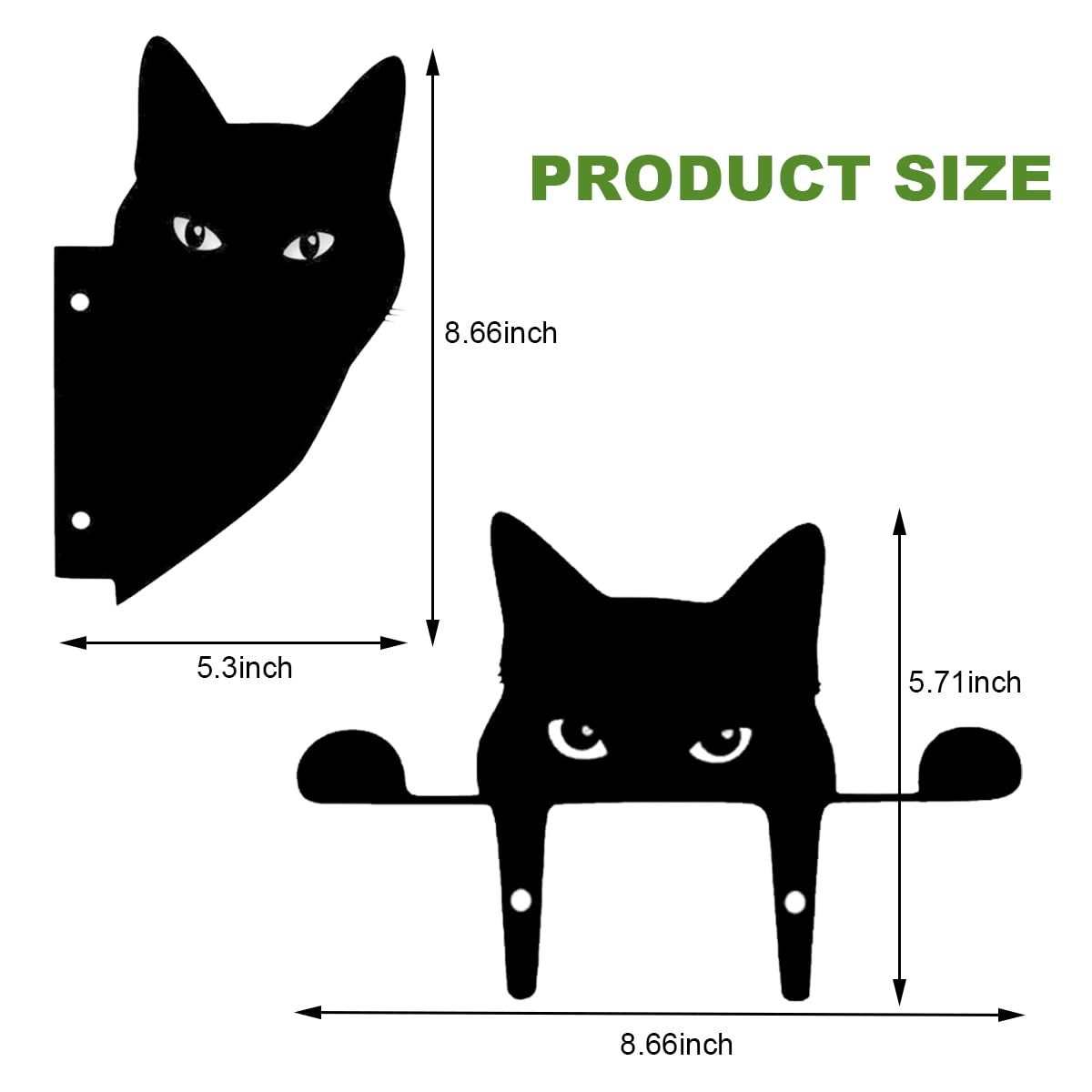 2 Pieces Cat Statue Art Decor Garden, Black Cat Silhouette Décor Animals Shape Yard Decoration Art Decoration for Yard Lawn,(Cat) — image 2
