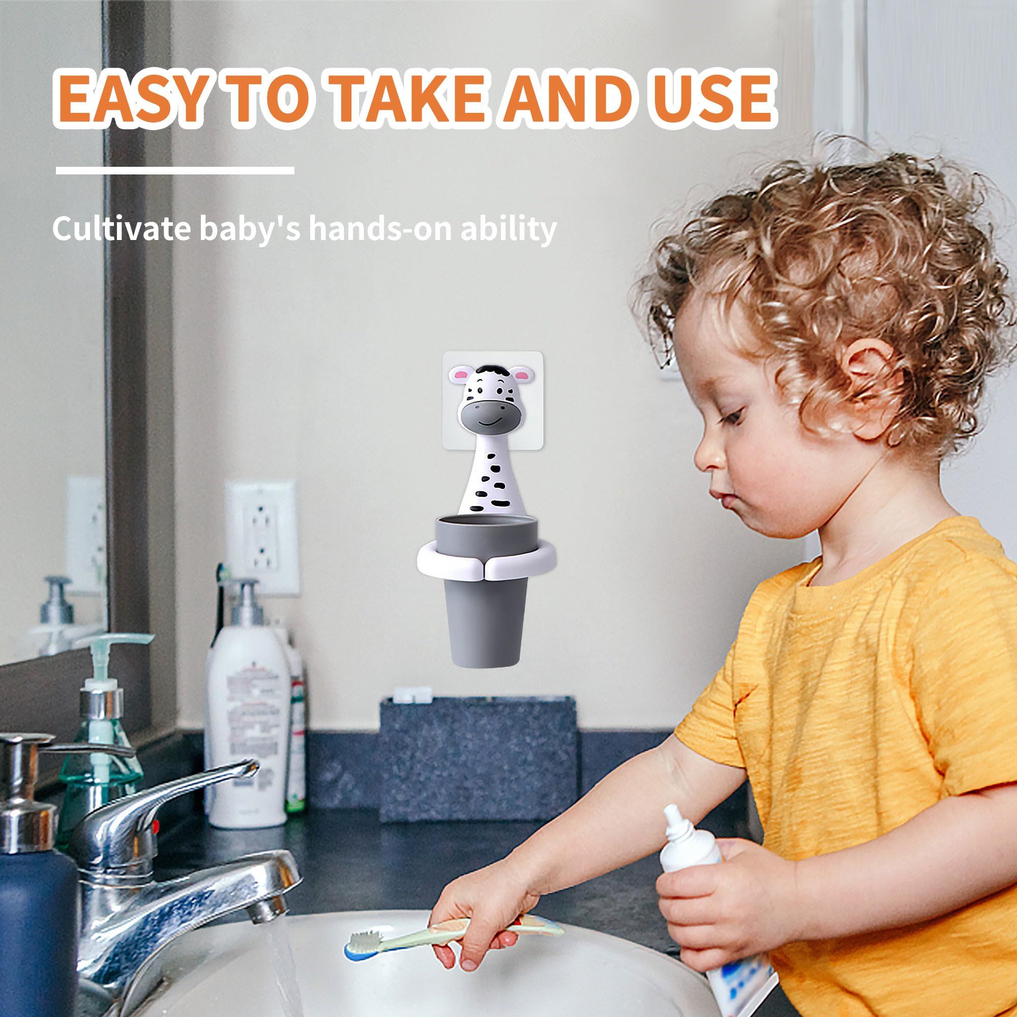 Kids Toothbrushes Holder Animal Tooth Cup Holder Wall Mounted Sucker Toothpaste Storage Set Cute Household Toothpaste Rack โ image 4