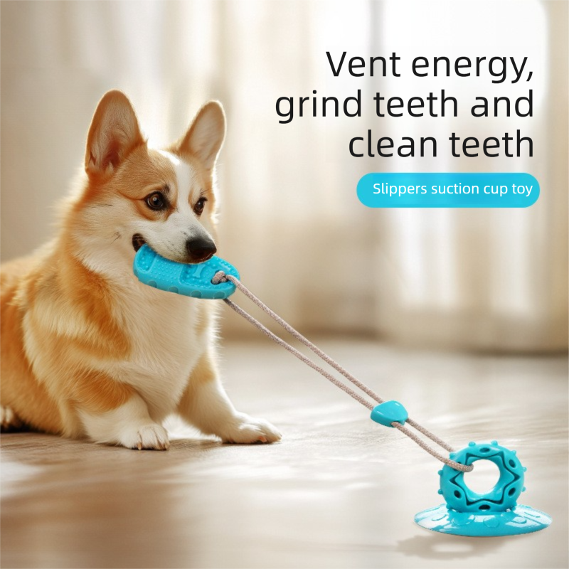 Blue Slipper-Style Dog Toy — Suction Cup Design: Durable, Chew-Resistant Teether for Mental Stimulation, Independent Play, and Energy Expenditure — Pet Dog — image 2
