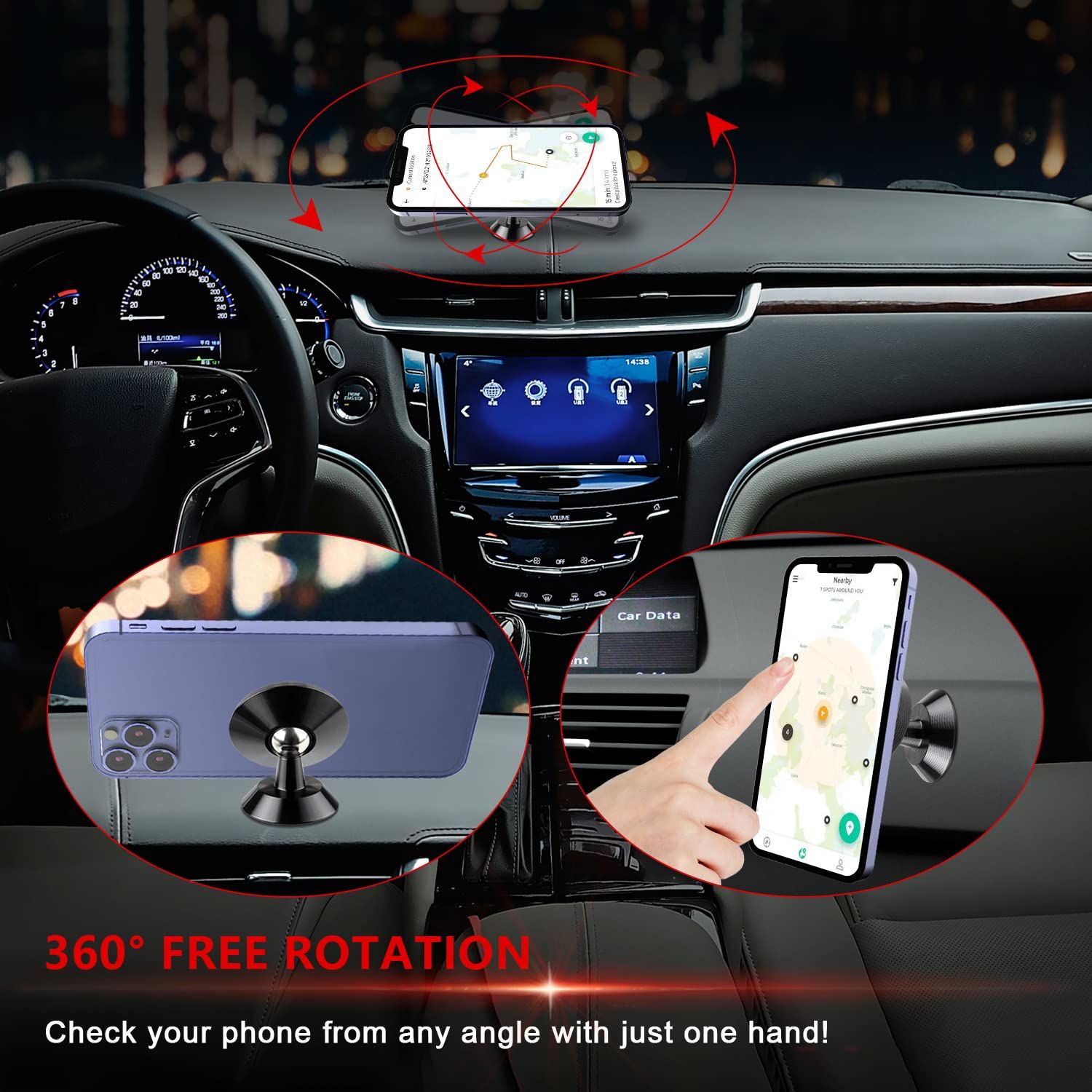 2 Pack Car Magnetic Phone Mount, Car Phone Holder for Dashboard, 360° Adjustable Magnet Cell Phone Mount Universal Dashboard Car — image 2