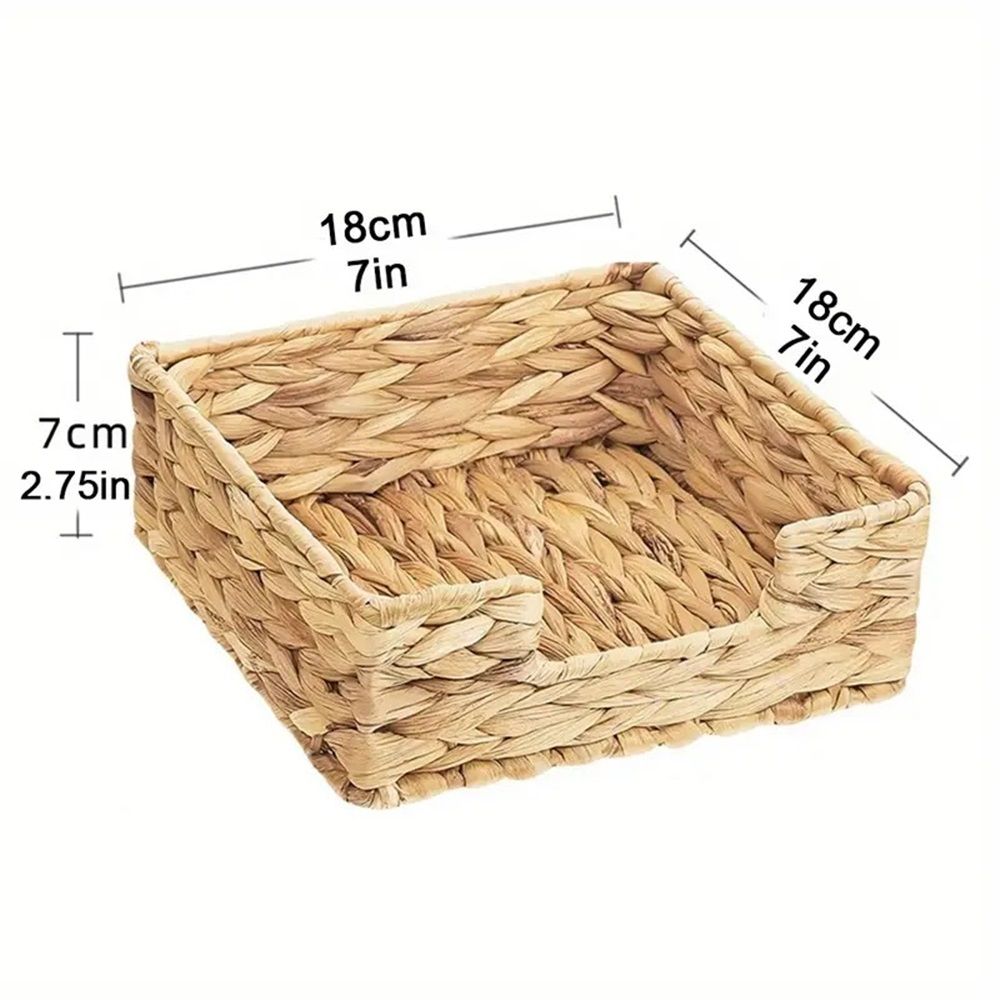 Water Hyacinth Guest Towel Holder for Bathroom, Wicker Napkins Baskets for Dinning Room, Rattan Napkin Holders for Tables, 1 Pack(Square 18 * 7cm) — image 5