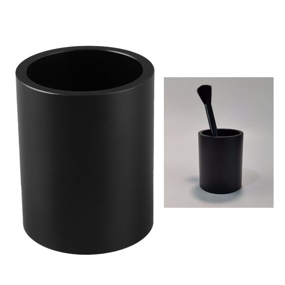 Metal Pen Holder Aluminum Pencil Holder for desk, Round Desktop Organizer and Black Pencil Cup for Office, School, Home and Stationary Supplies(Black) — image 4