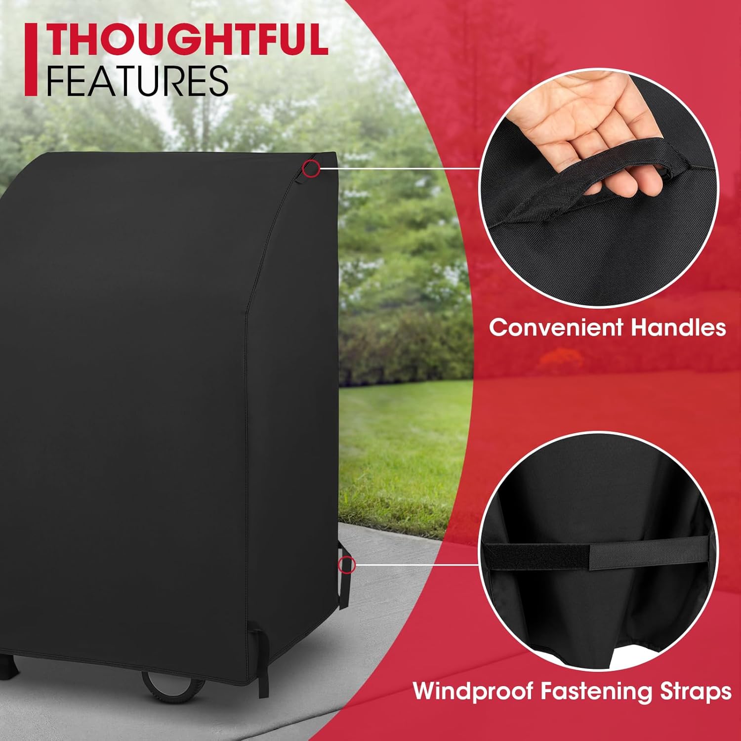 32 Inch Small Grill Cover, Heavy Duty Waterproof 2 Burner Gas BBQ Cover, Compatible with Weber Char-Broil Nexgrill KitchenAid Grills with Both Side Tables — image 4