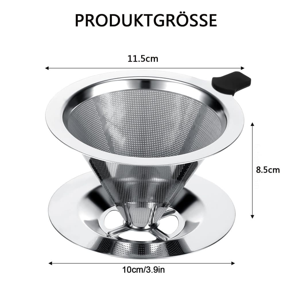 Stainless steel reusable coffee filter, easy to clean and durable, environmentally friendly for brewed coffee, 11.5CM — image 2