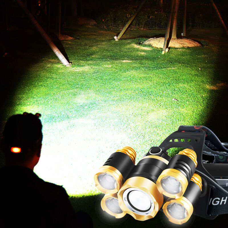 5 Pack T6 Headlamps High Power Waterproof Head Mounted Flashlights for Night Fishing — image 4