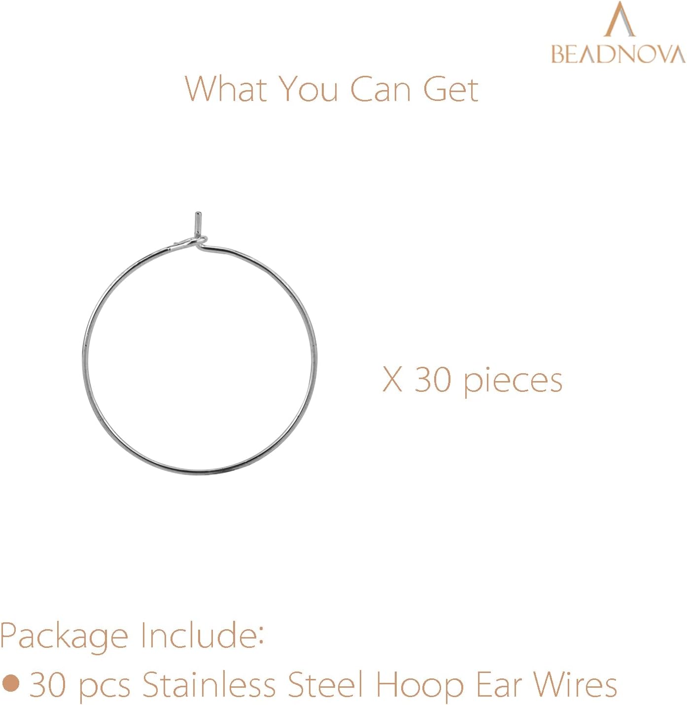 Hoop Ear Wires 30pcs Stainless Steel 30mm Wine Glass Charm Rings Earring Hoops for Jewelry Making Earring Making DIY โ image 3