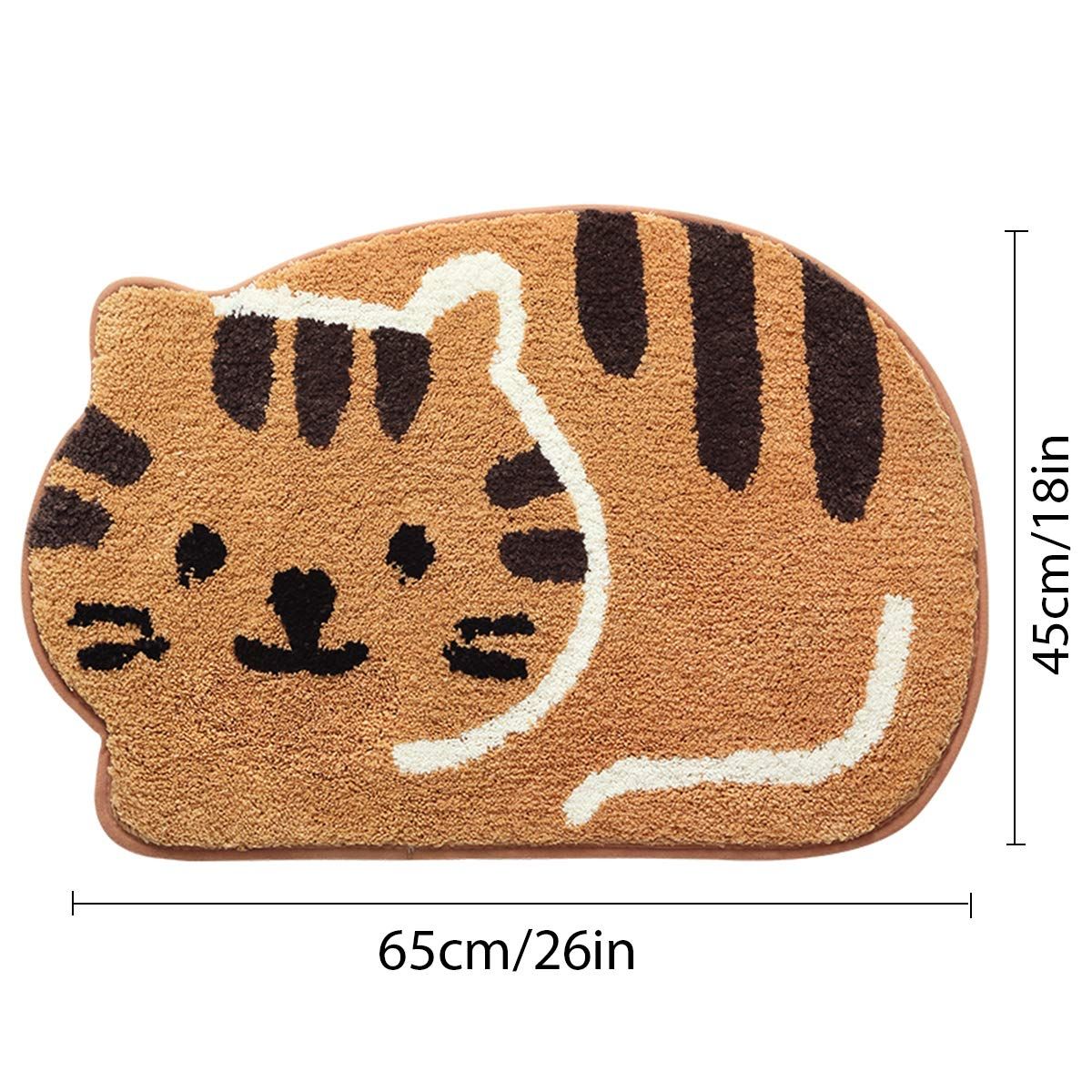 Shower, Tub, Bath Mat,Absorbent, Soft Mat for Bathroom, Adorable Design Cat-Picture Bath Mat Door Mat Dry Carpet, 18" x 26", Khaki — image 4
