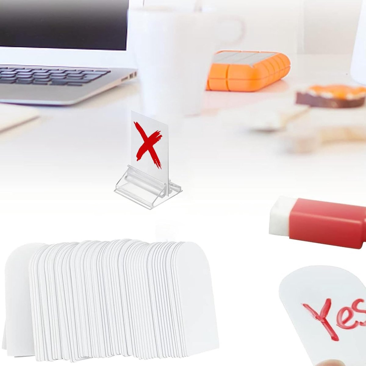 80 pieces - acrylic card holders - acrylic place card holders - reusable - transparent label holders - table menu holders - playing card holders - display — image 6