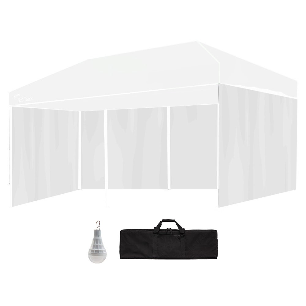 RED TRACK Accessory Pack for 6 × 3m White Gazebo, includes Walls, Wheeled Carry Bag, Rechargeable USB Lamp