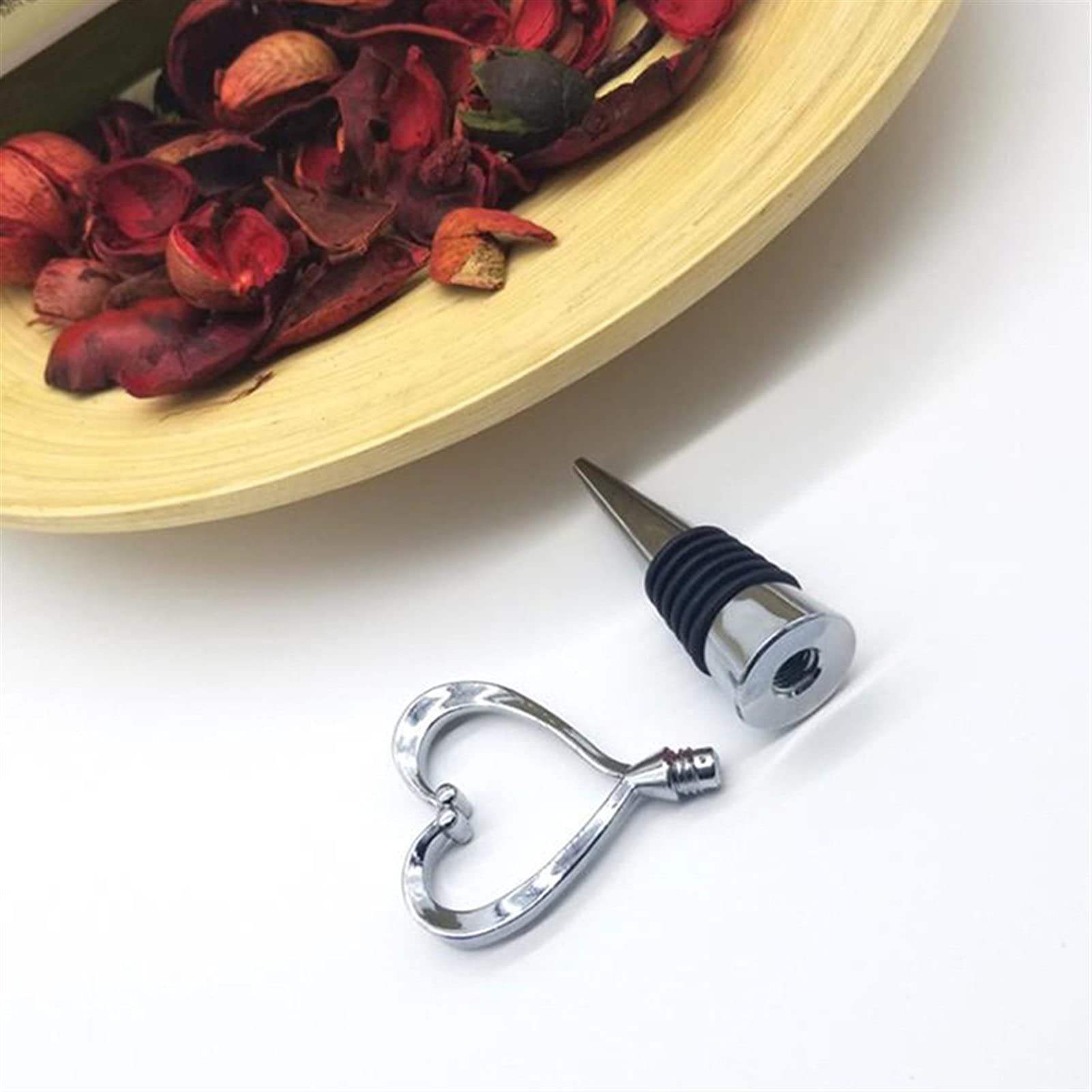 Plastic Electroplated Red Wine Heart Shape Wine Stopper Creative Wine Stopper, Red Wine Stopper, Bottle Stoppe — image 3