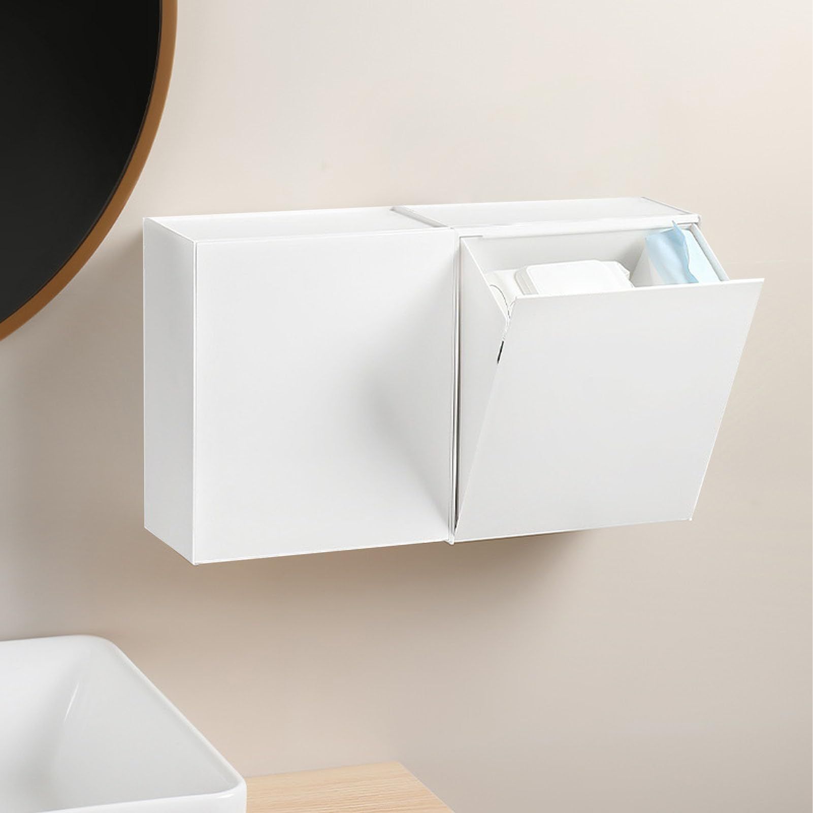 Wall Mounted Storage Box Flip Lid Design Space Saving Large Capacity Wall Mounted Storage Organizer Box for Cotton Swab — image 2