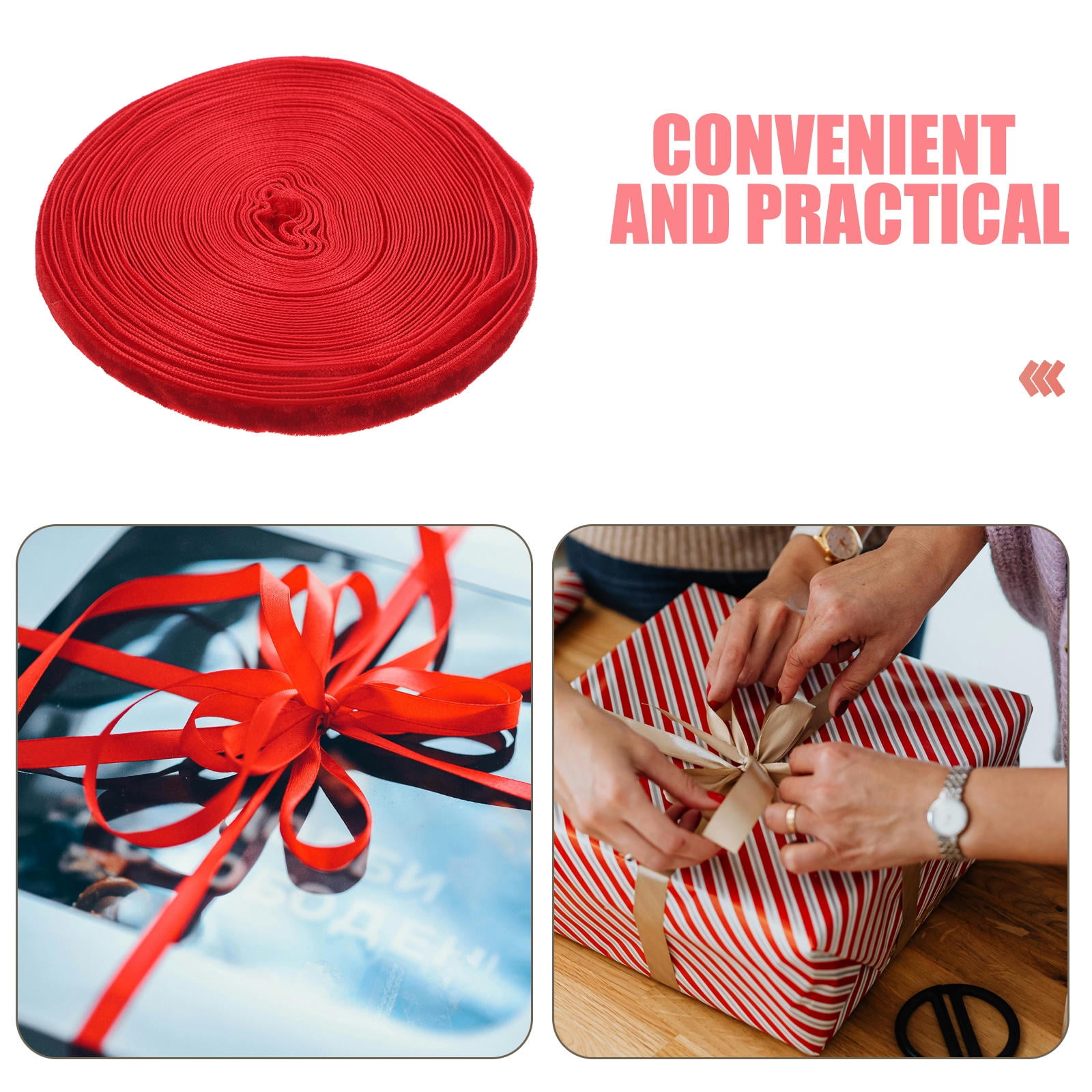 Red Thin Craft Ribbon 1 Roll for Bows, Wrapping, Decorations, Special Occasions and Crafts โ image 3