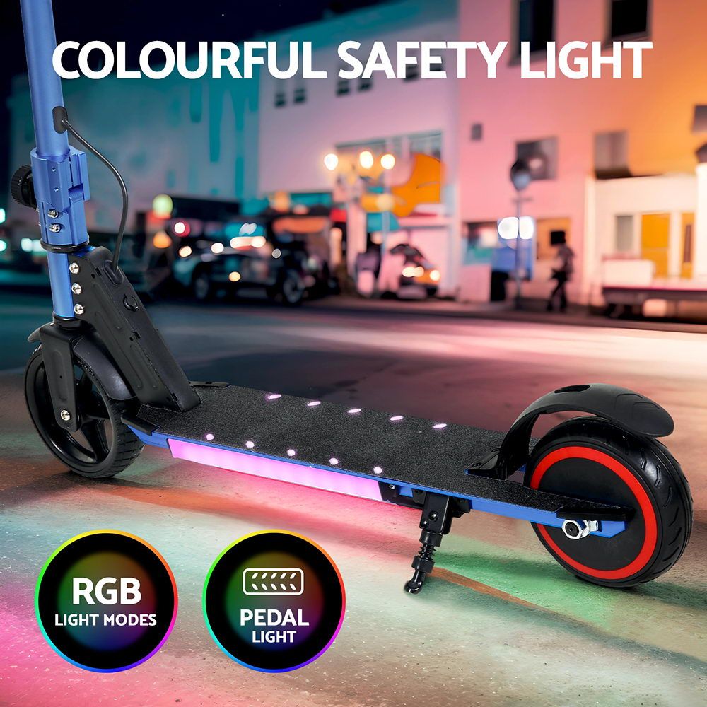 Electric Scooter 130W 16KM/H LED Light Folding Portable Riding Commuter Blue — image 5