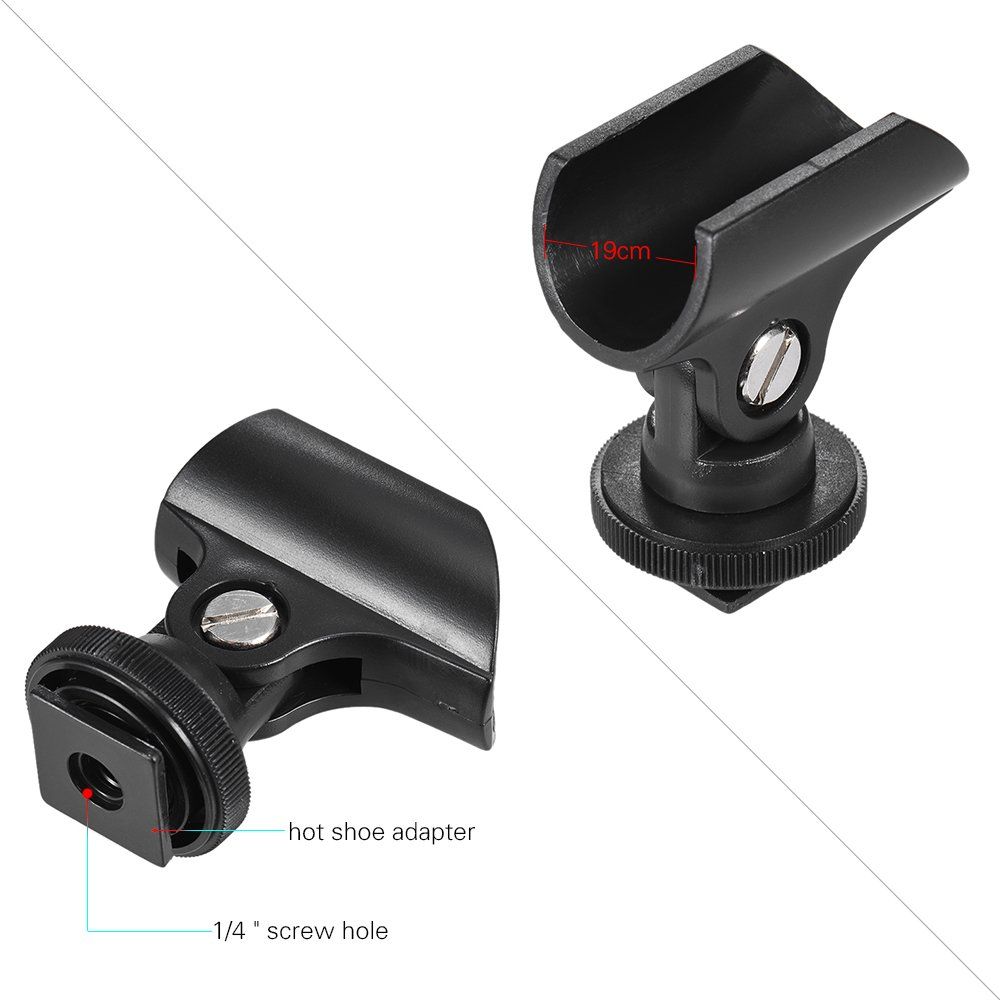 20mm Microphone Mic Clip Holder with Hot Shoe & 1/4" Screw Hole for Mic Stand and DSLR Camera High quality and quite durable โ image 2