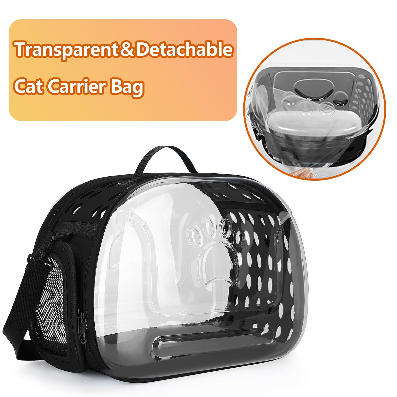 Transparent Cat Carrier Portable Small Cat Carried Bag Foldable Soft-Sided Pet Carriers for Kitten Small Dog Travel (Apricot) — image 3
