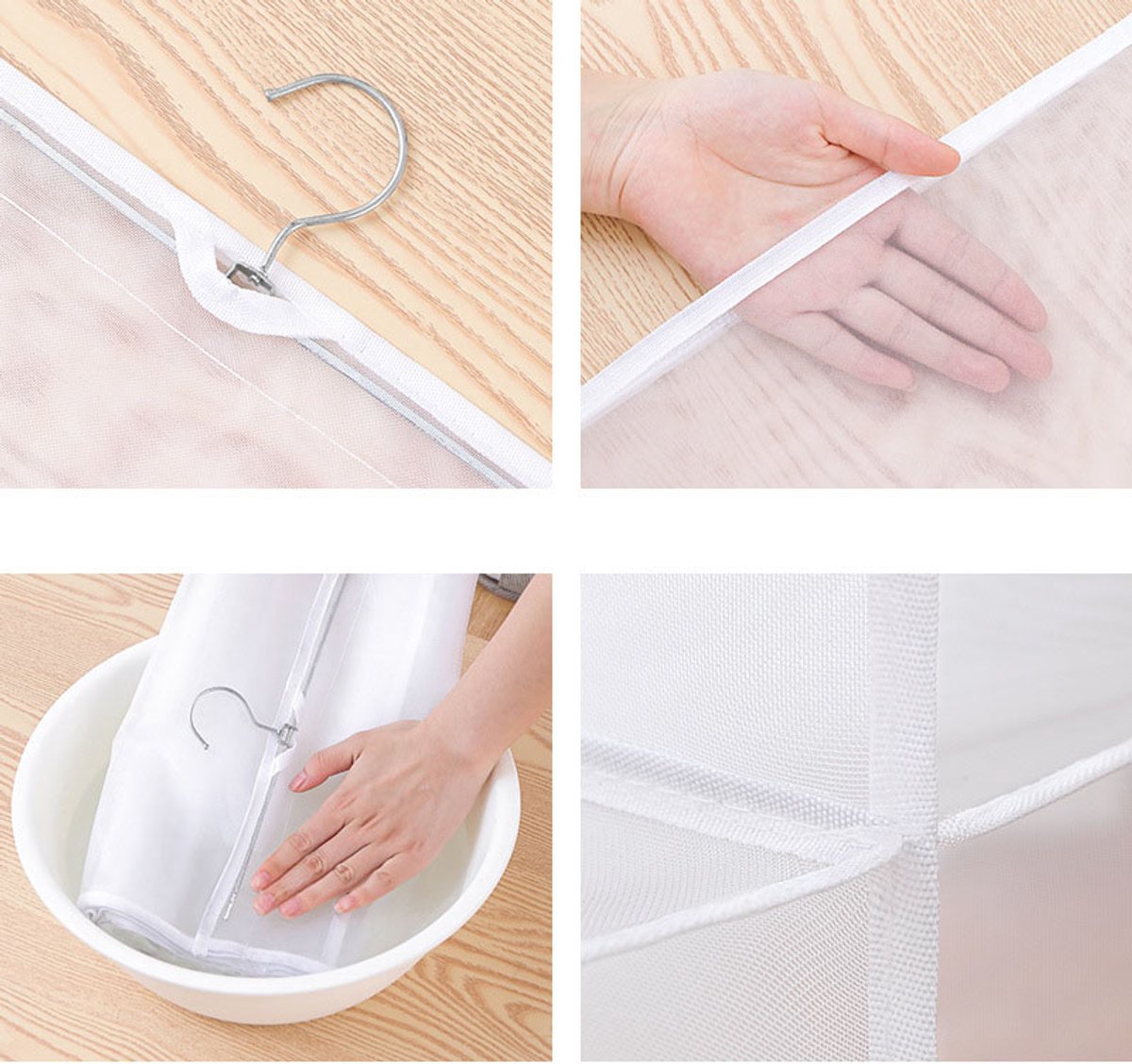 Hanging storage shelf - Closet organizer - Wardrobe organizer - 6 compartments - Suitable for handbags, clothes and toys (set of 3) — image 3