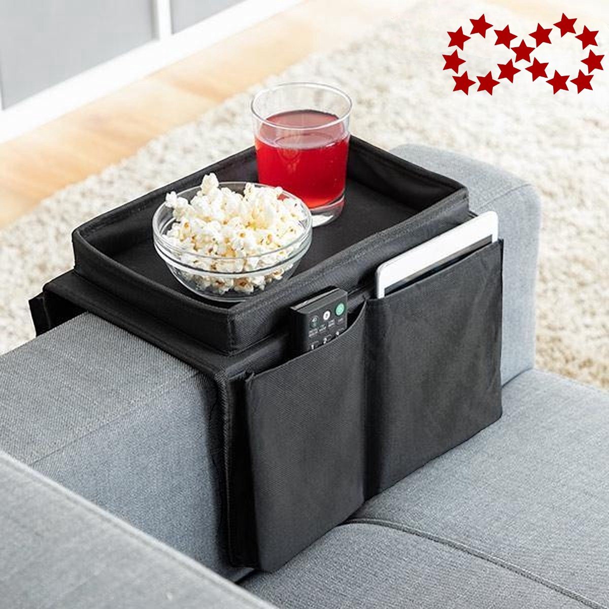 Sofa Tray with Organizer – Armrest Tray – Black — image 5