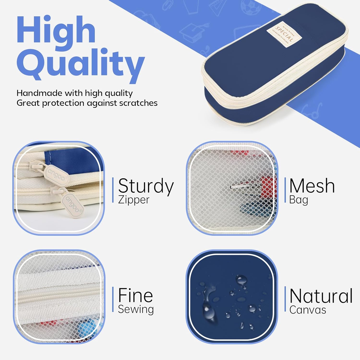 Pencil Case, Large Capacity Aesthetic Pen Cases with Durable Zipper, Big Stationery Pencil Pouch for Women & Men — image 3