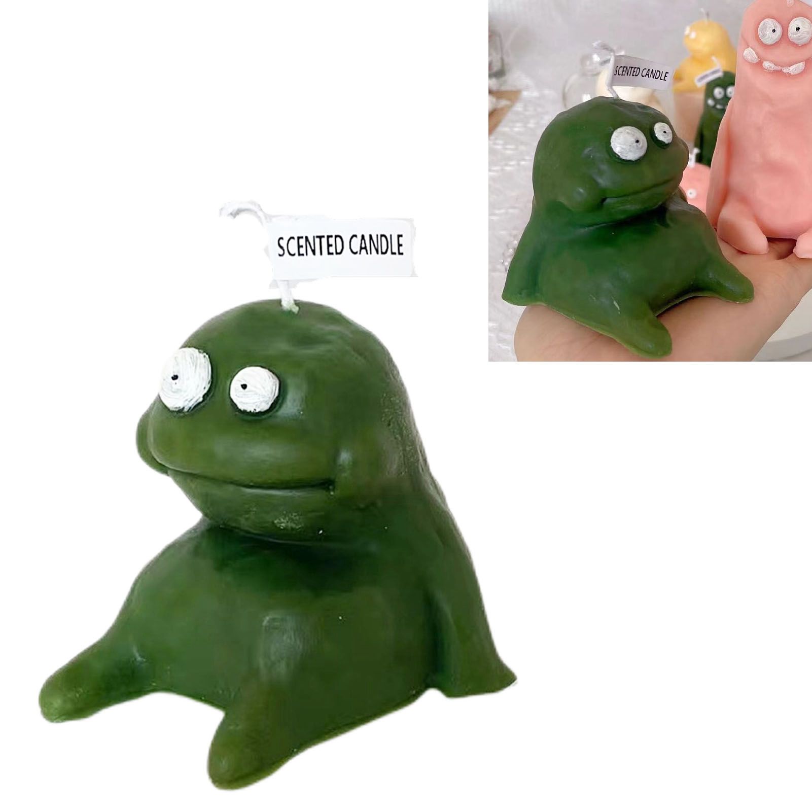 Clay Man Shaped Candle Cartoon Fragrant Candles Funny Ugly Cute Candle Souvenirs Fat Green — image 5