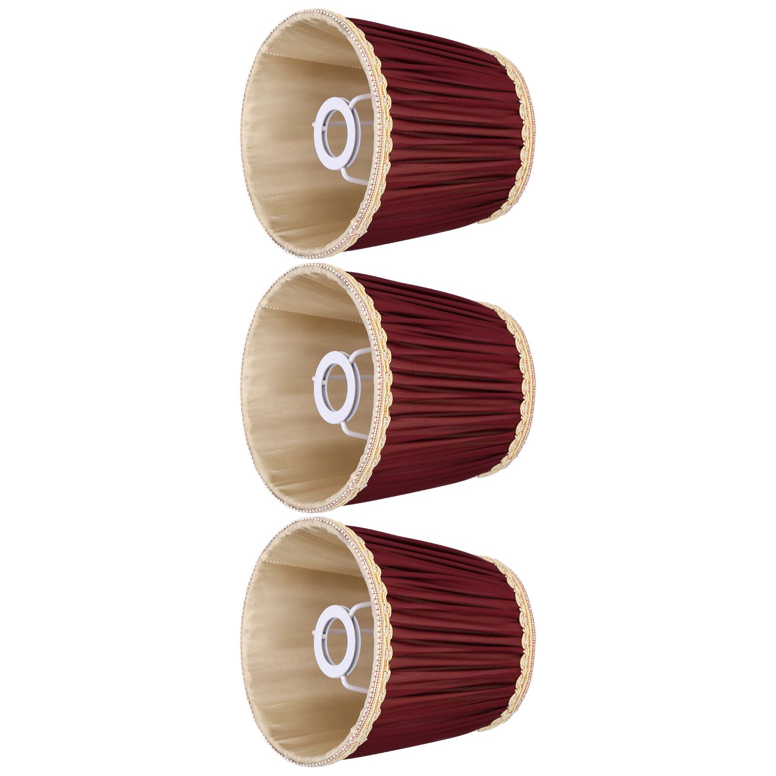 3pcs E14 Fabric Lamp Shade Wine Red Modern Clip On Lampshade for Home Wall Candle Table Lamps — image 6