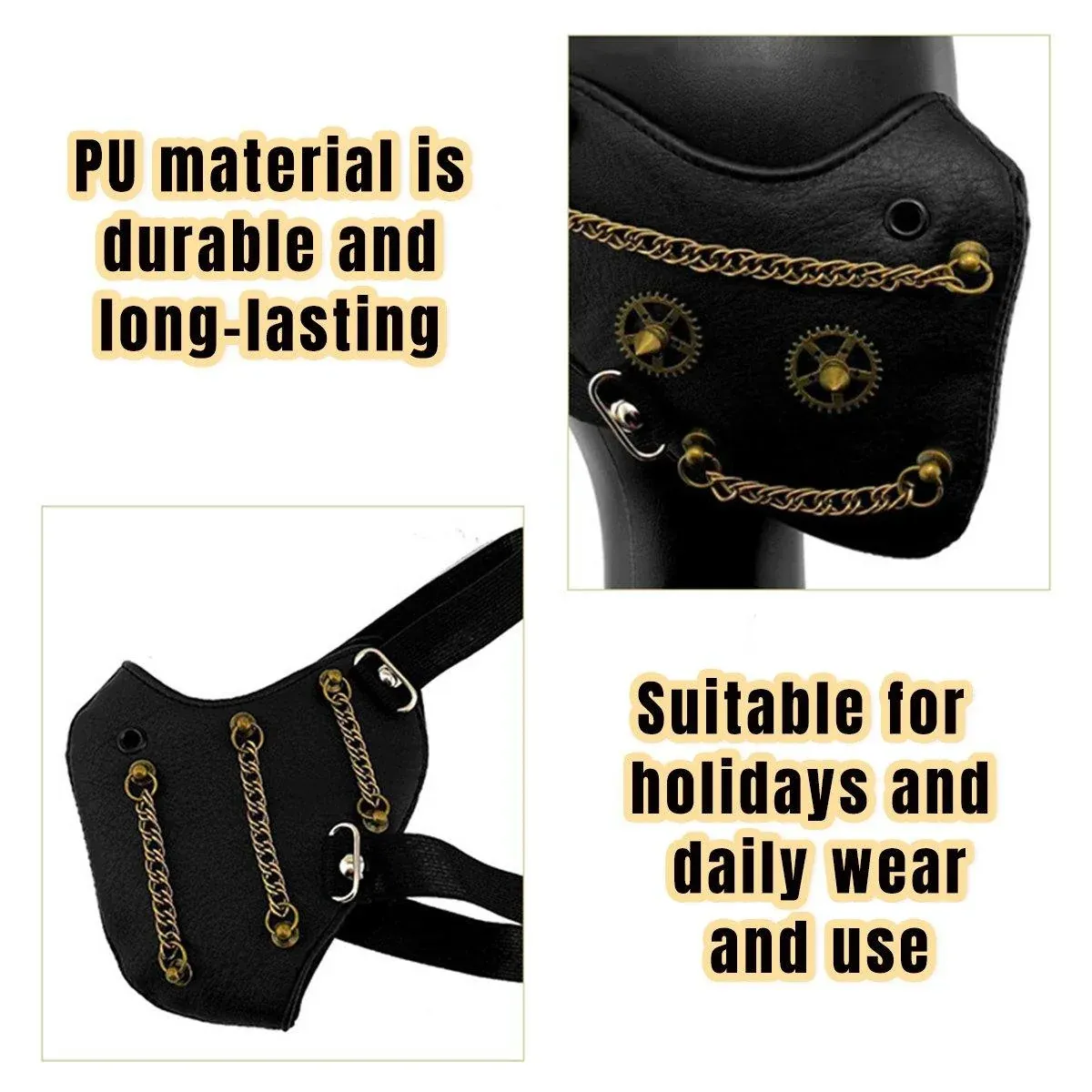 Punk Style Chain Mask Gothic Party Face Cover Cosplay Accessory for Men Women โ image 6