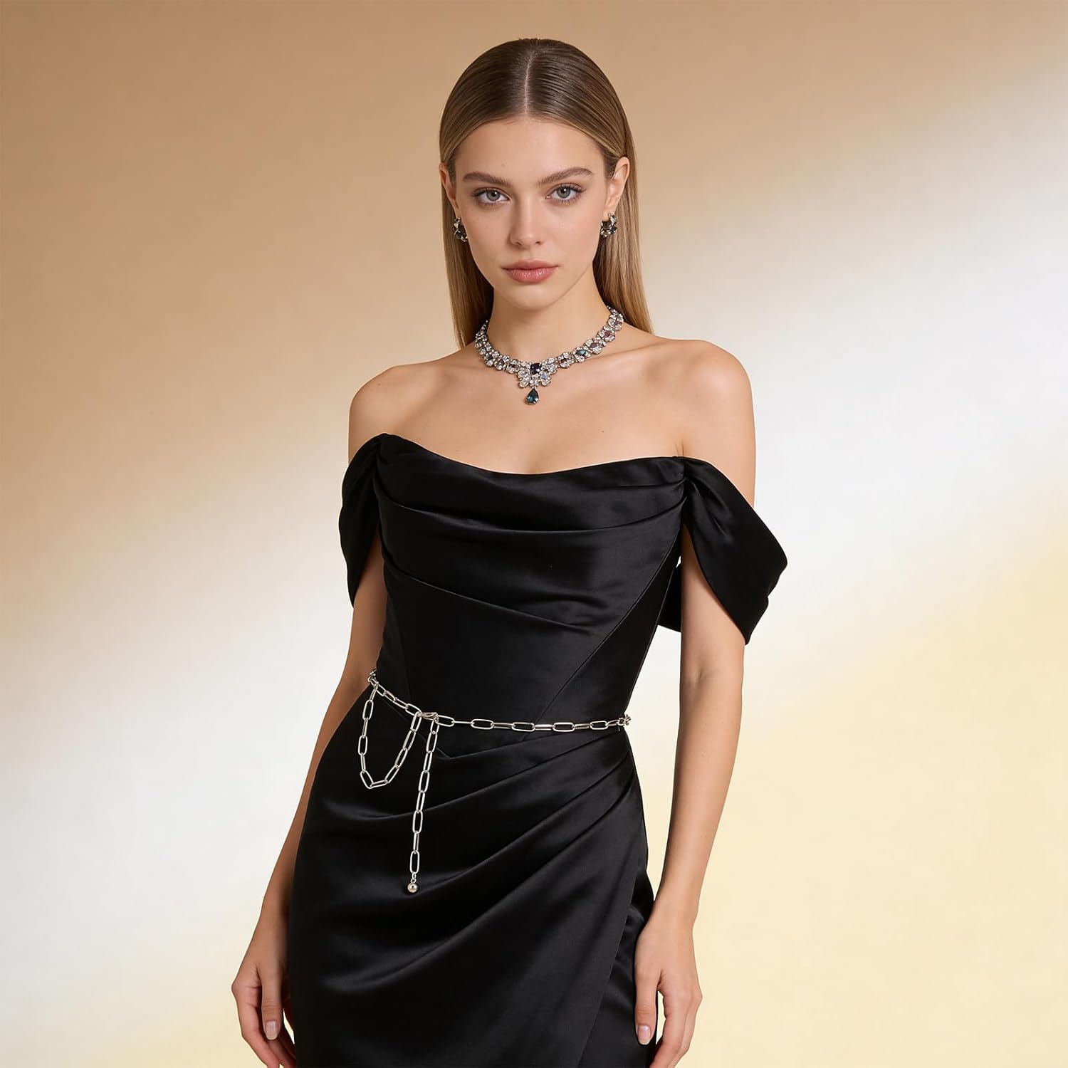 Silver Chain Belts for Women,Adjustable Womens Chain Belt Trendy Metal Belt for Jeans Dresses Pants — image 2