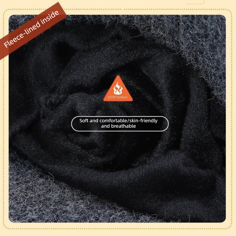 2-Pack - Men's Fleece-Lined Ear Protection Knit Beanie, Warm Thick Winter Hat for Dad or Grandpa - Gray โ image 4