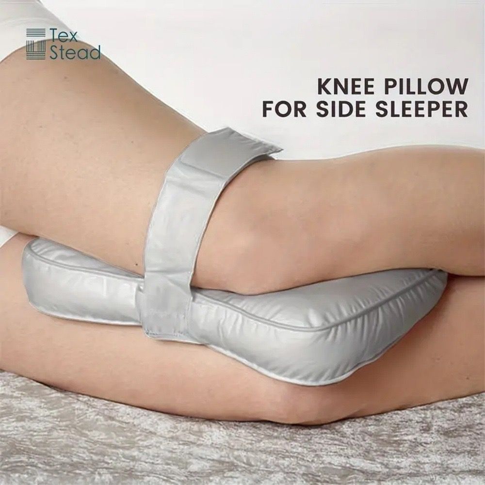 Sleeping Knee Pillow with Adjustable Strap – Contoured Leg Pillow for Side Sleepers, Pregnant Women, and Neck Support, Breathable Fabric Cover with
