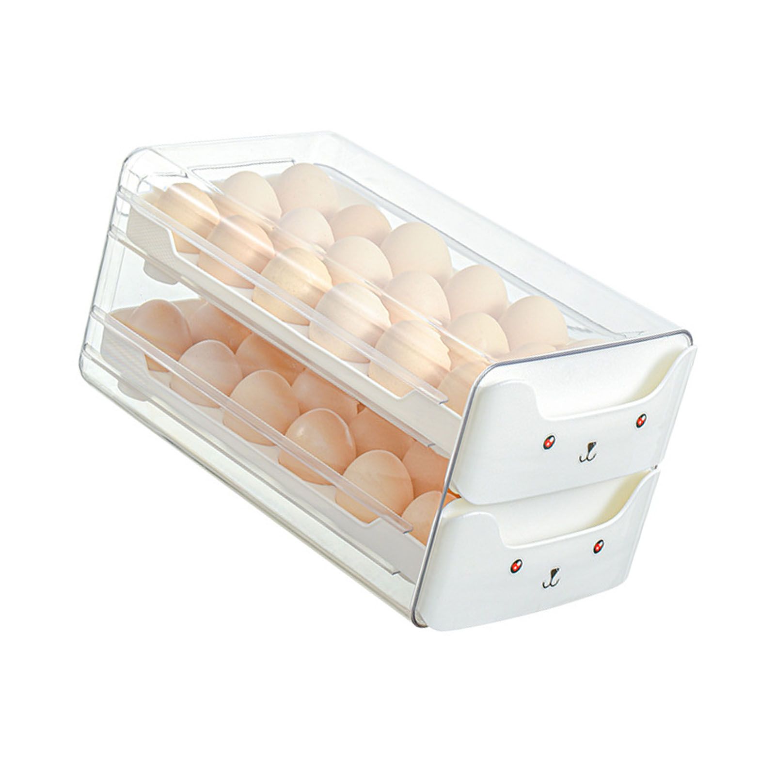 Double Layer Egg Drawer Transparent Lengthen Independent Slot Egg Holder Egg Storage Container for Refrigerator White โ image 4