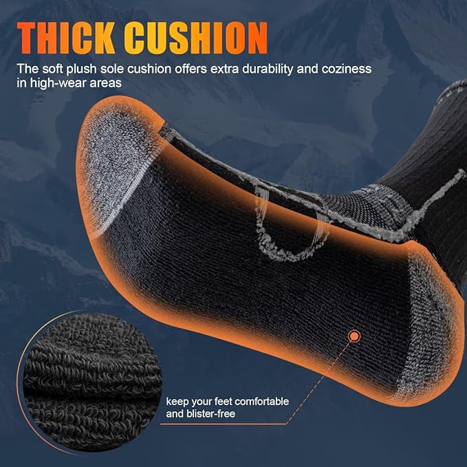 Hiking Socks - 5 Pair Set for Men and Women - Breathable Cotton Sports Socks - Anti-Blisters and Lined - Outdoor Activities — image 3