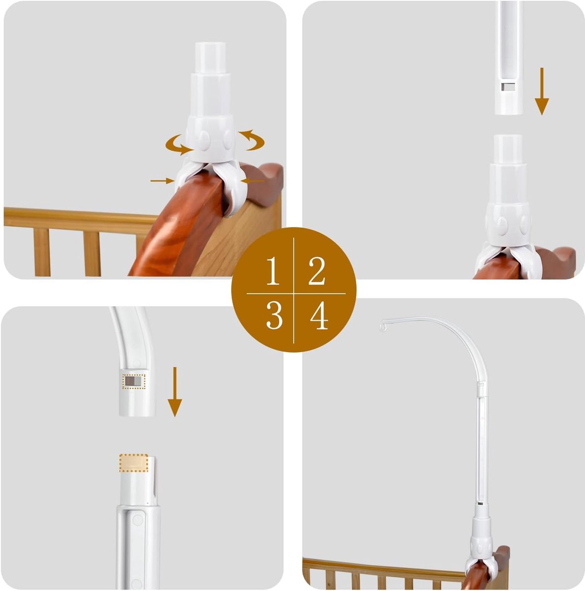 Music mobile holder - Playpen mobile stand - Stylish Playpen mobile holder - Baby mobile bracket - Mobile holder - Suitable for crib & cradle - White — image 5