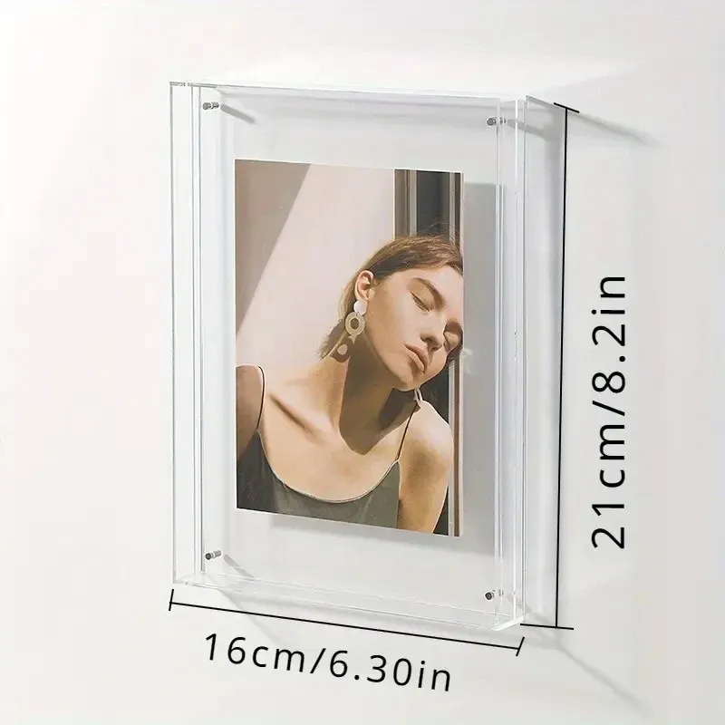 Acrylic Photo Frame Double-Sided Clear Display with Screw Mount โ 16x21cm - Red โ image 4