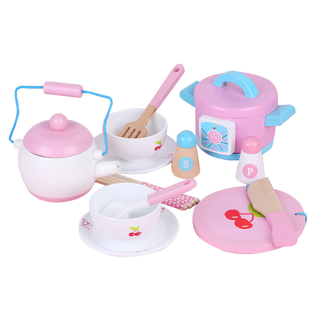 Kids Wooden Kitchen Tea Set Pretend Play — image 2