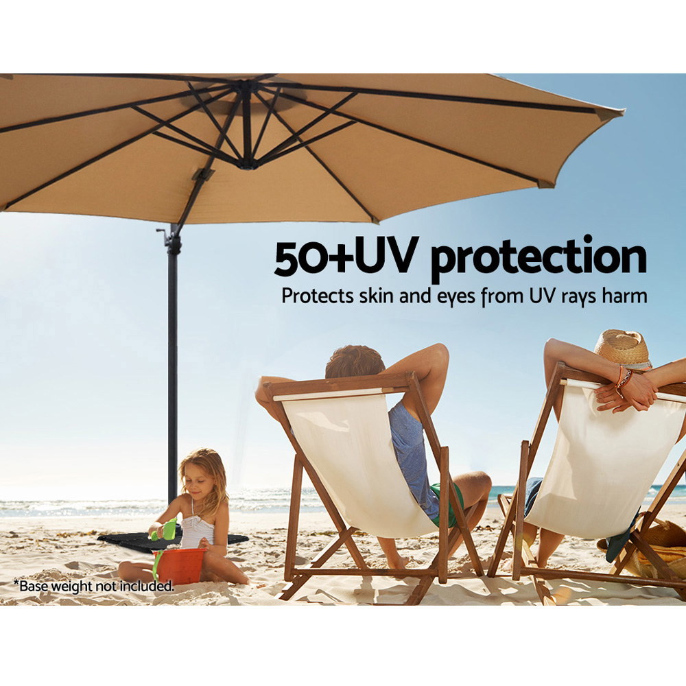 Instahut 3m Outdoor Umbrella Cantilever 360 Degree Tilt Beach Roma Beige โ image 6