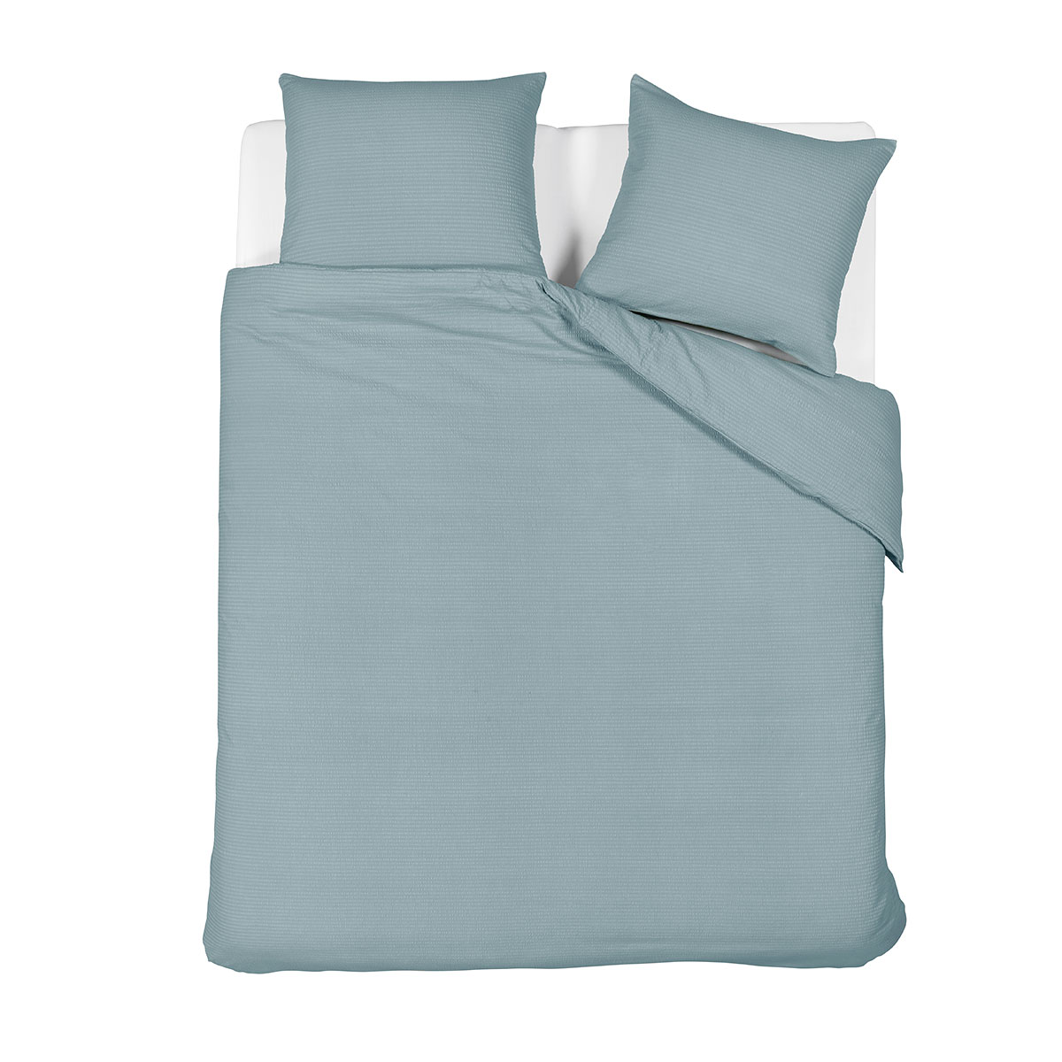 Bedding House Summer Blue Grey Seersucker Cotton Quilt Cover Set King — image 5