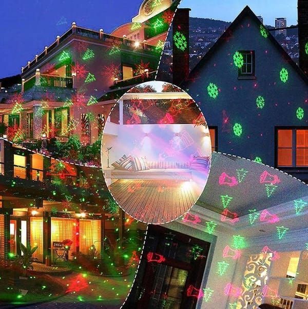 Christmas Laser Projector Lights with Remote Control, Red & Green LED Star Laser Projection Lamp, Waterproof Outdoor Xmas Decor Light with Santa Snowflake Tree — image 2