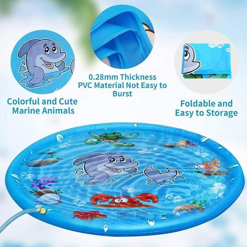 100cm Dog Splash Pad Inflatable Pet Sprinkler Mat PVC Water Play Toy for Outdoors — image 6