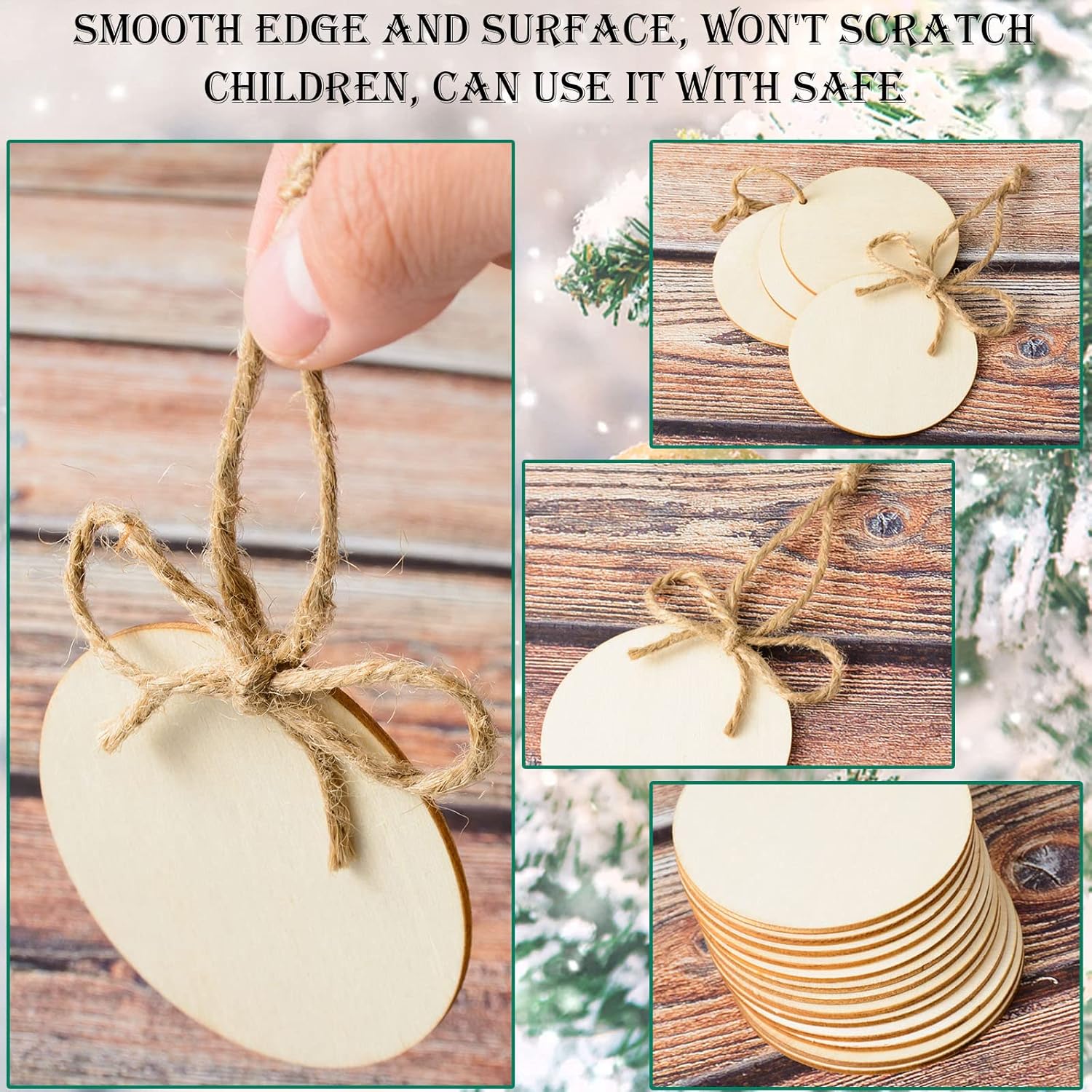 Wooden circles - Perforated - 60 pieces - Perforated wooden circles - Handwritten labels - Wooden hangtags - Blank wooden circles (for signs, ornaments, gift โ image 3