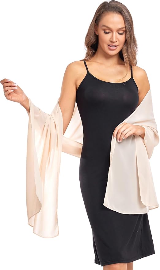 Women's Beige Chiffon Scarf 175x70cm - Ultra Soft Lightweight for Travel & Shoulder - Compact Design โ image 4