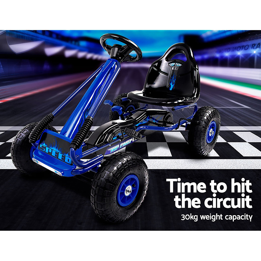 Rigo Kids Pedal Go Kart Ride On Toys Racing Car Rubber Tyre Blue โ image 6