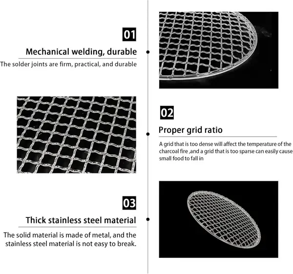 Round 304 Stainless Steel Grill Grate, BBQ Mesh Rack for Camping, Outdoor Grilling, Baking and Steaming, Silver, 40 cm — image 2