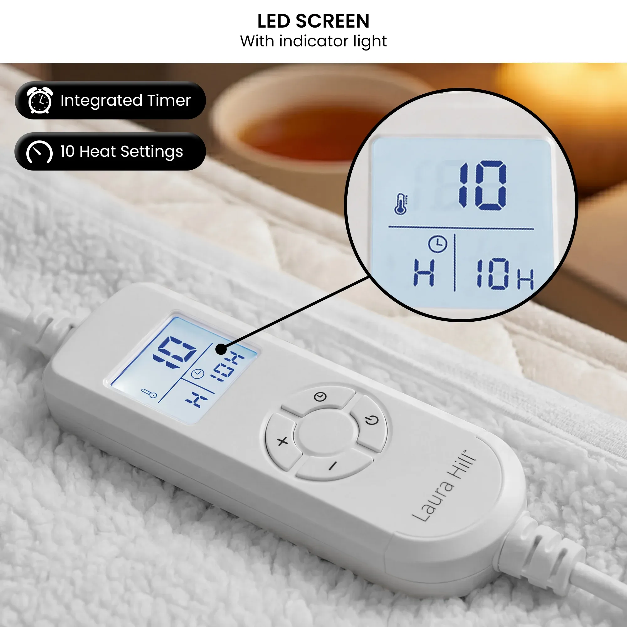 Laura Hill Double Electric Heated Underlay Blanket Fleecy Fabric with Timer โ image 6