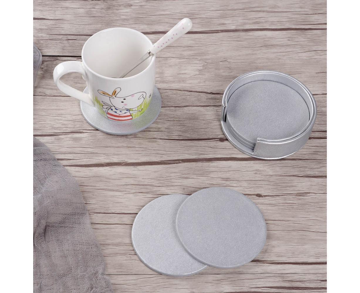 6Pcs Faux Leather Marble Coasters Cup Mat Pad Holder Placemat Dining Table Decor- B โ image 4