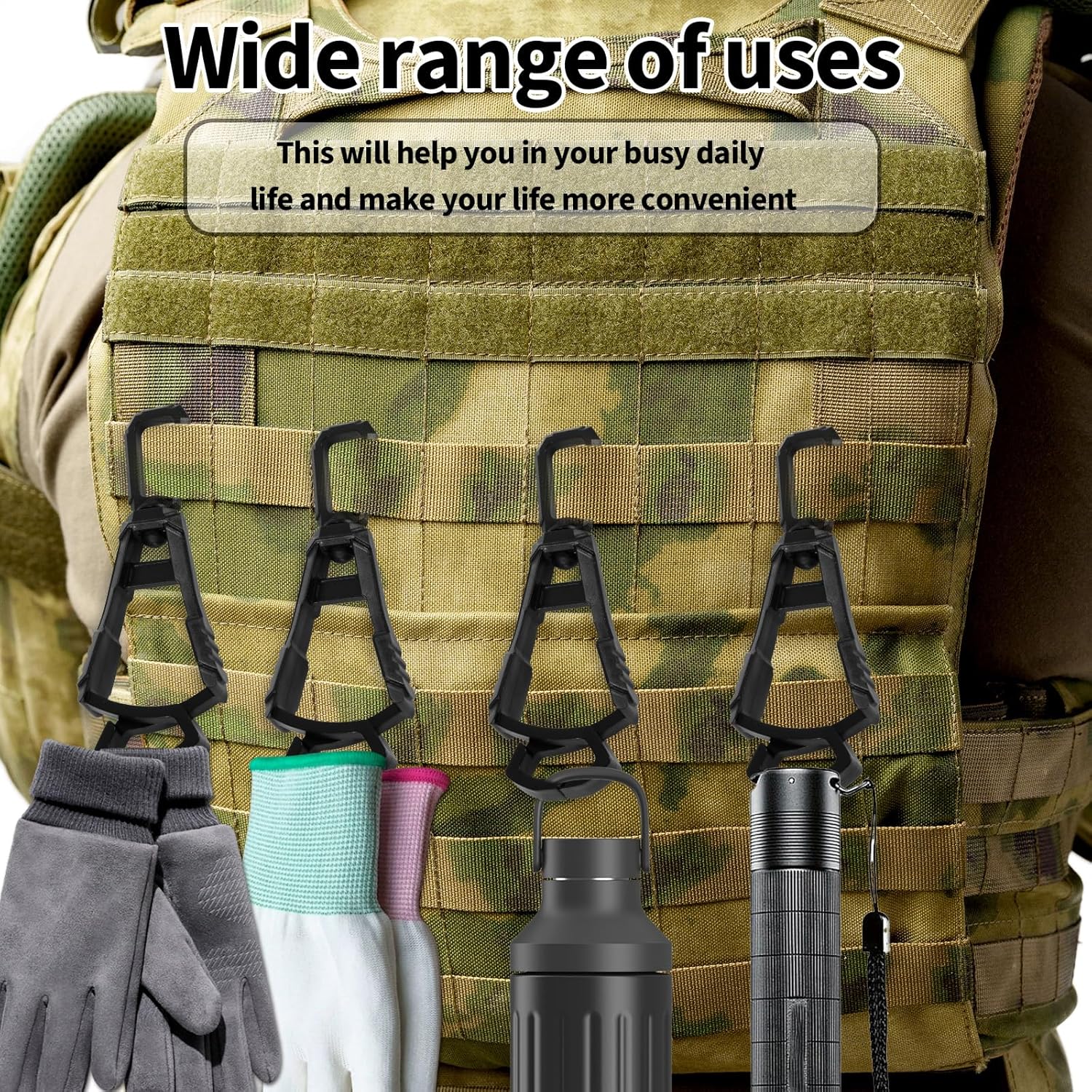 Xindojuz 6 PCS Glove Clips for Work Glove Holders, Powerful Bite Gloves Holder Clip for Duty Belt and Pants Prevent Loss and Free Hands Gloves Clips for โ image 3