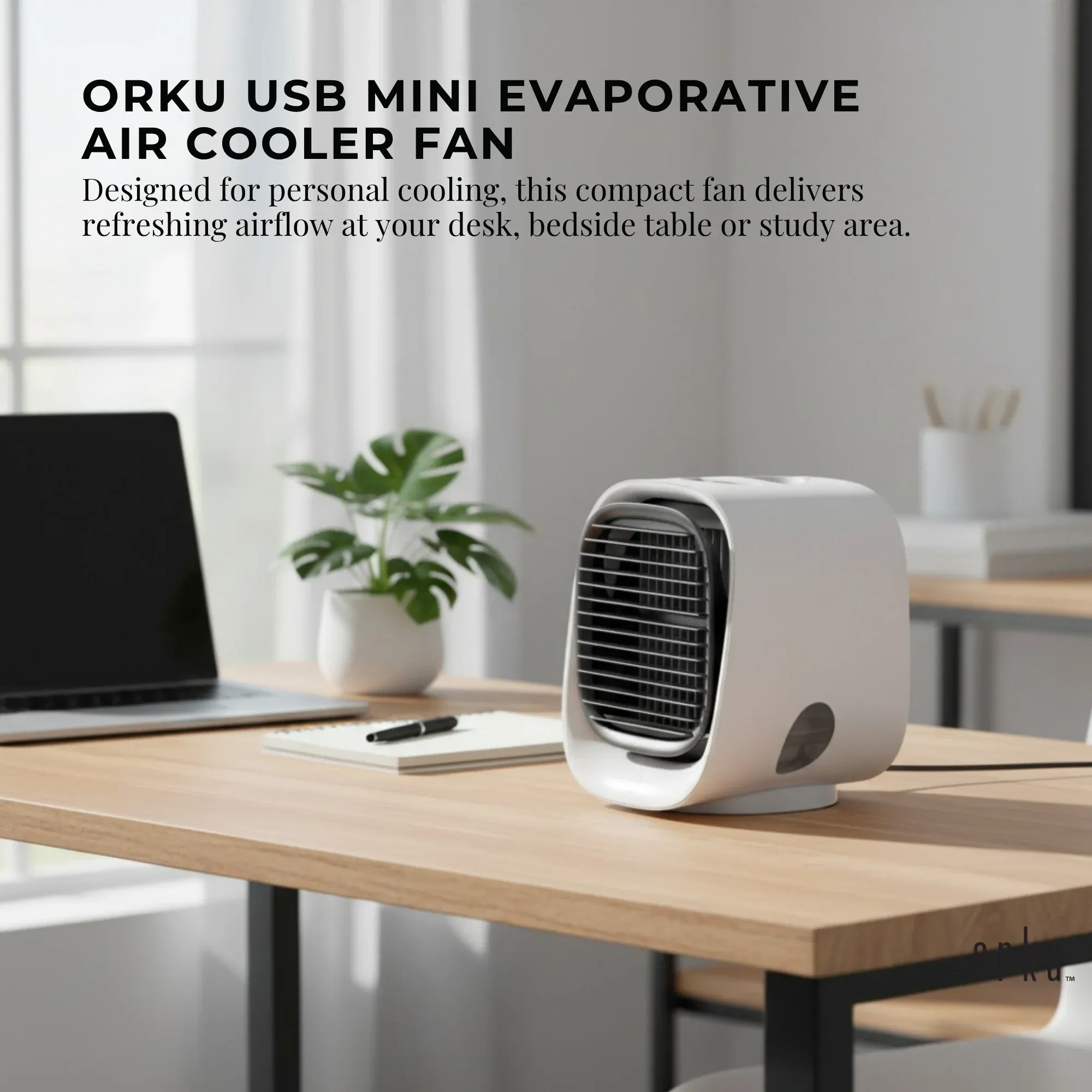 Orku USB Mini Evaporative Air Cooler Fan White - 300 Ml Water Tank — image 2