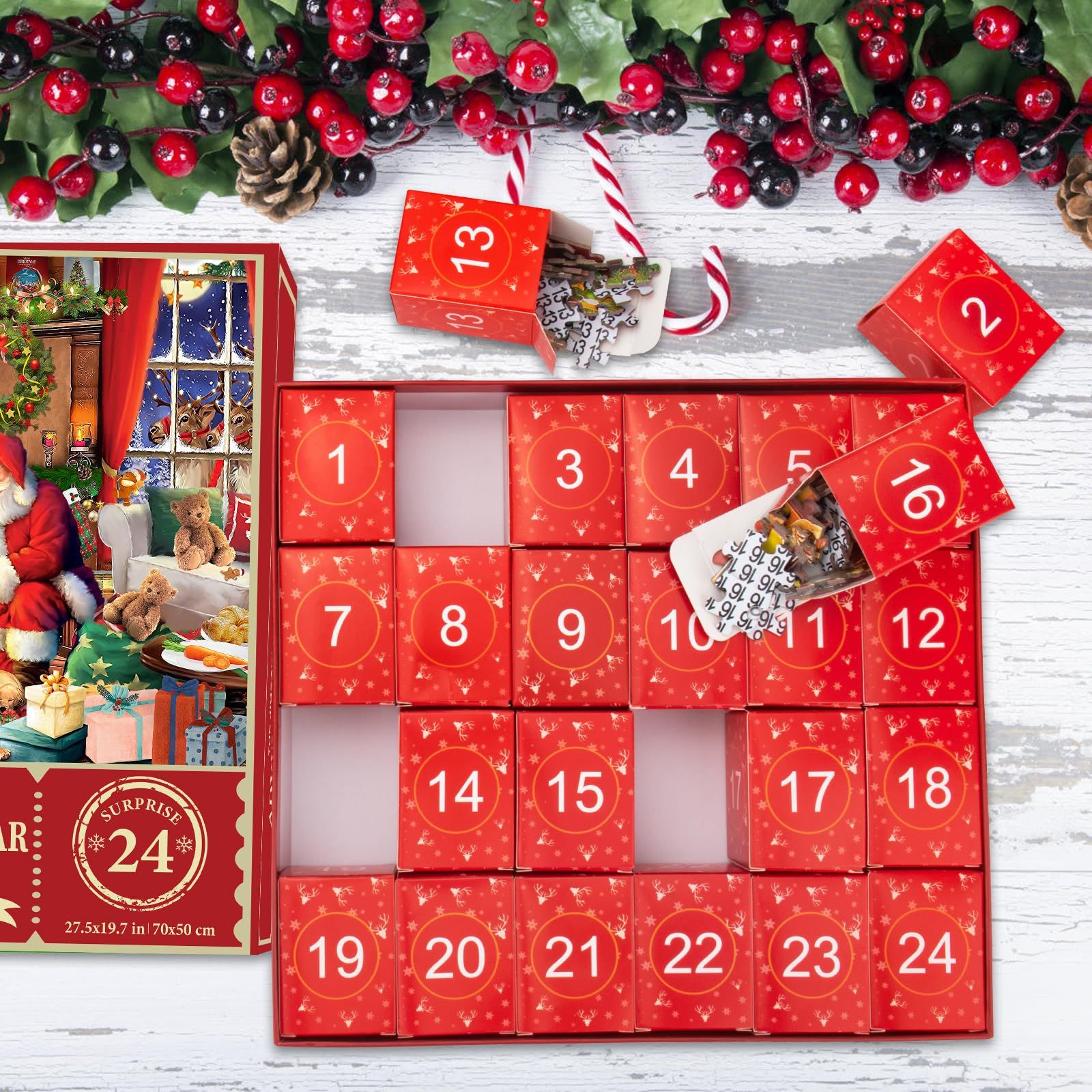 Christmas Holiday Advent Calendar, Puzzle Retro Educational Toys, Winter Holiday Puzzle Christmas Surprise Gift for Kids and Adults — image 3