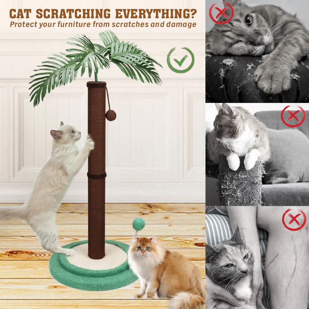 VaKa Cat Tree Scratching Post Large Palm Tree Cat Post Dangling Balls Cat Toy — image 6
