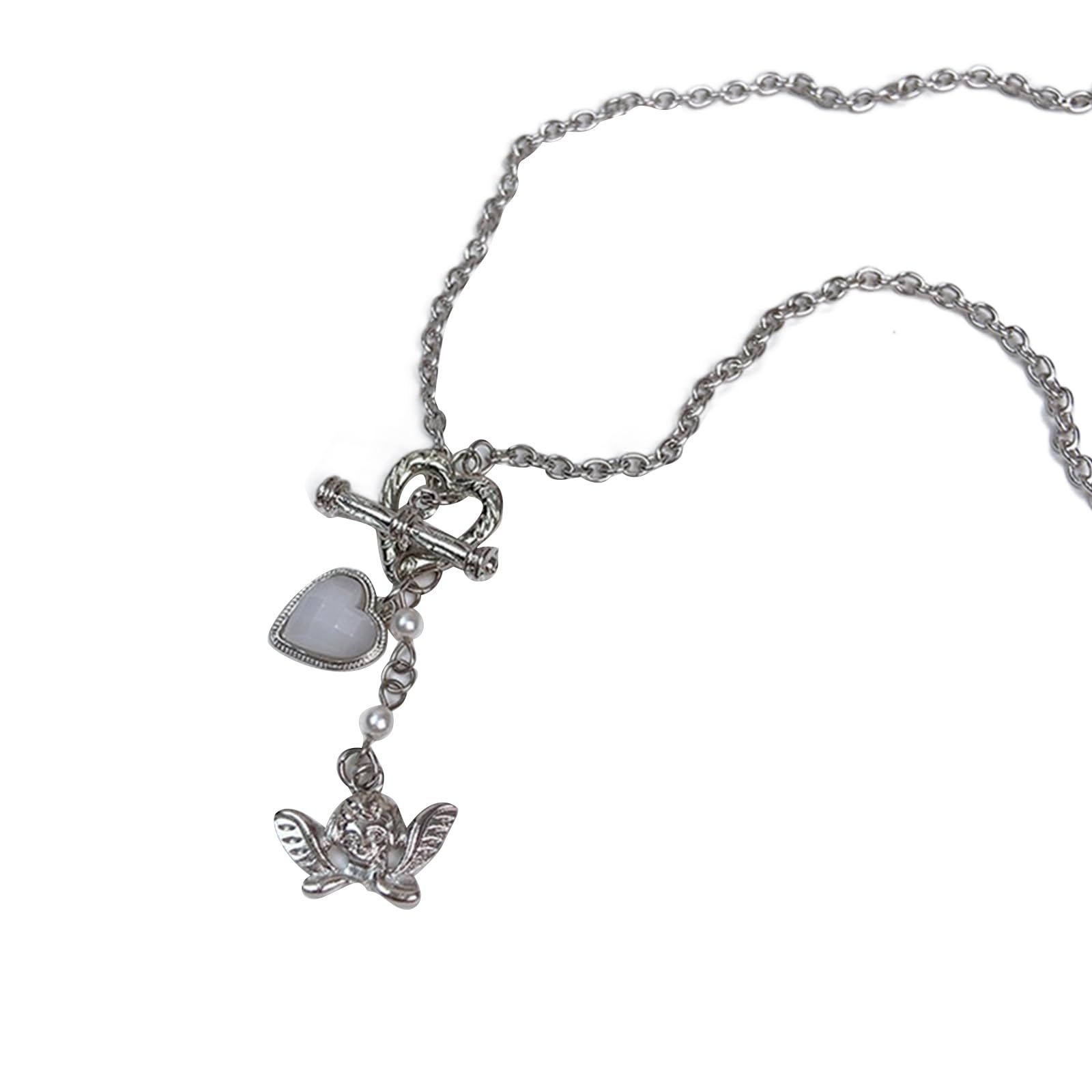 Stylish Angel Pendant Necklace Adjustable Chain Necklace Alloy Material Fashion Neck Jewelry for Woman Girl — image 3